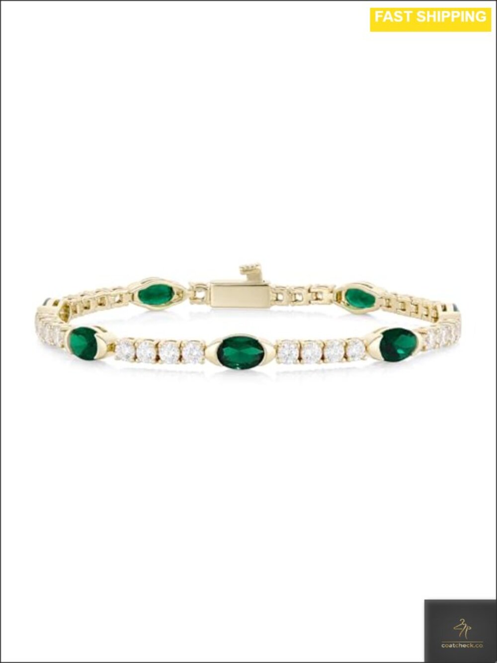 14K Gold Plated Bezel Set Oval Simulated Gemstone Tennis Bracelet